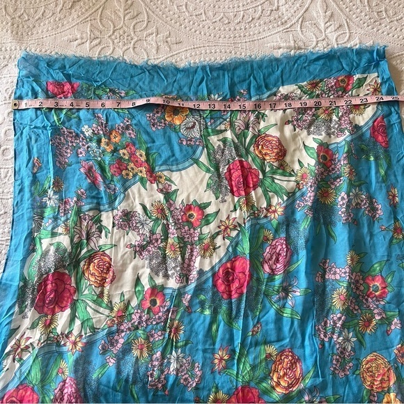 TALBOTS blue floral scarf NEW spring summer scarf oblong pastel‎ blue pink modal - Picture 4 of 7